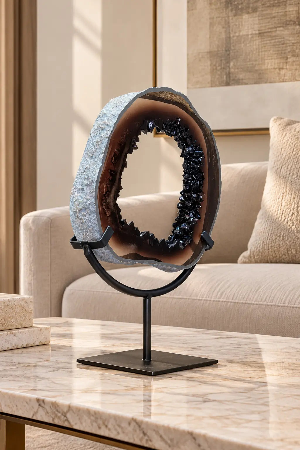 Midnight Geode Crystal Sculpture