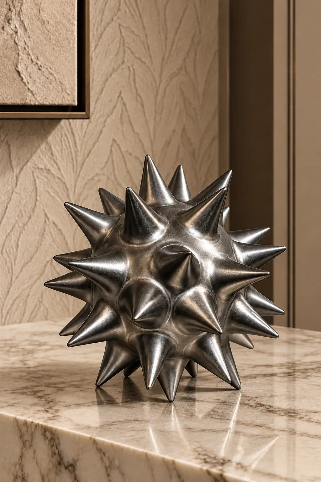 Obsidian Spike Orb Sculpture