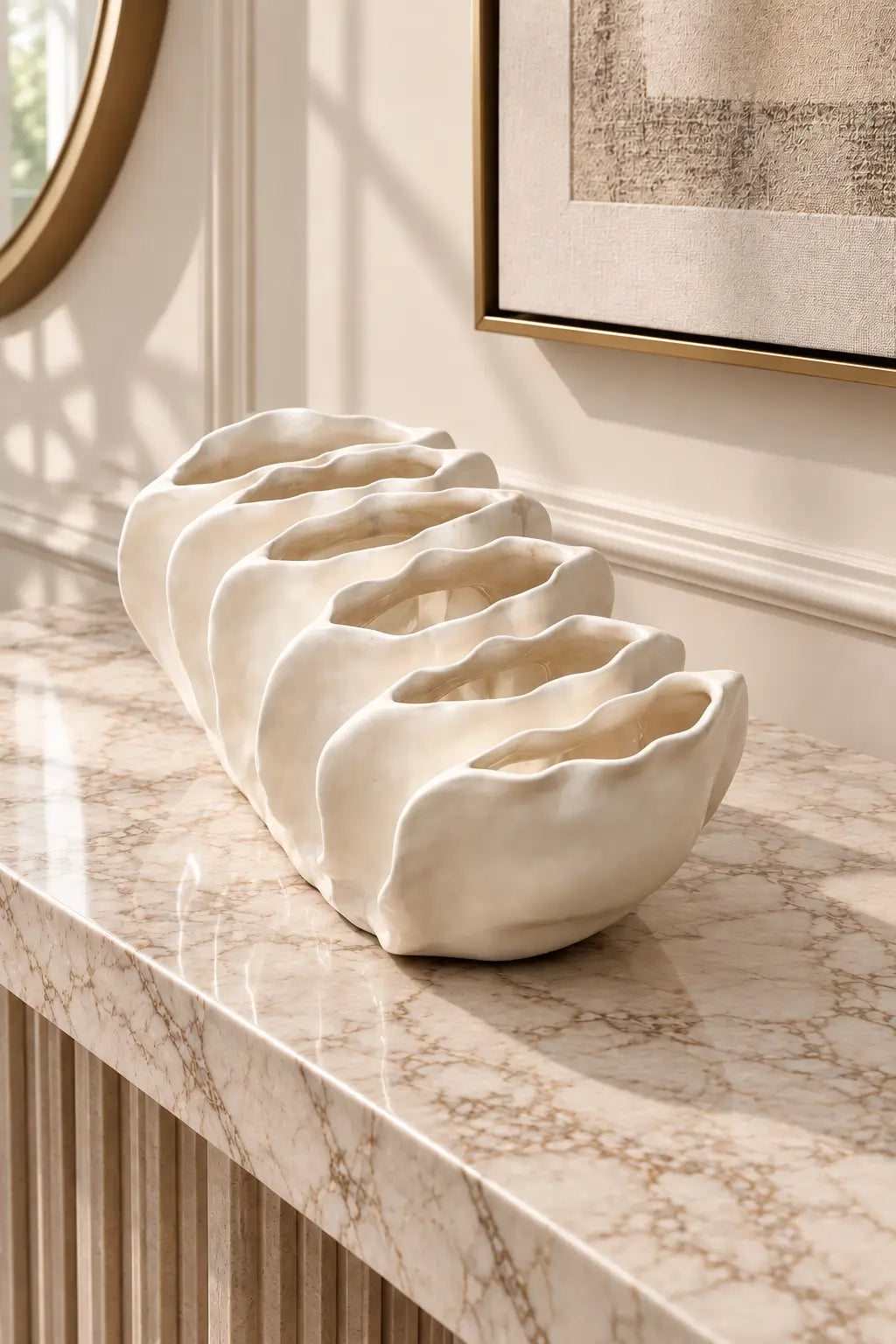 Coastal Wave Sculptural Centerpiece Bowl