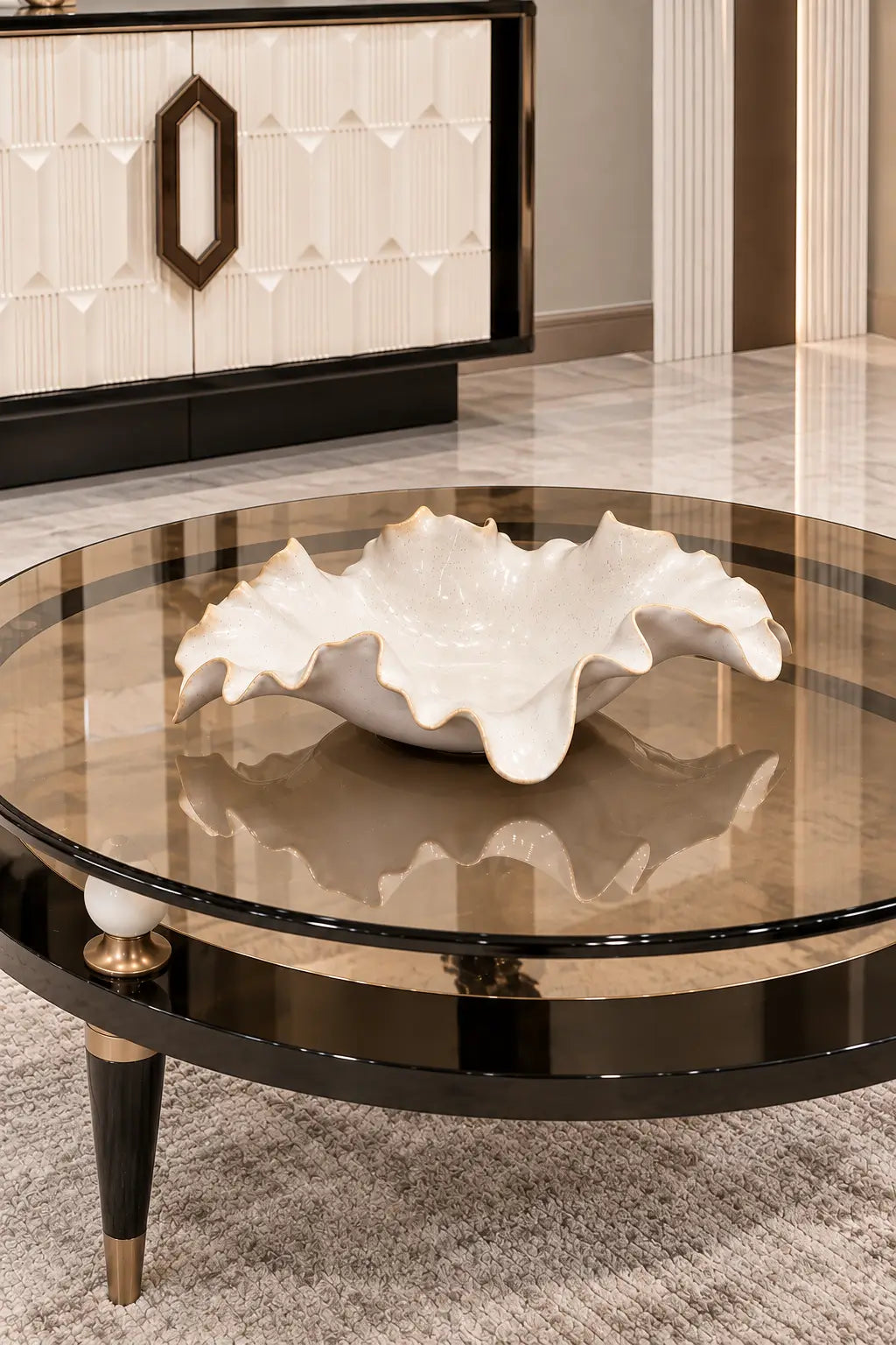 Organic Ripple Ceramic Decorative Bowl