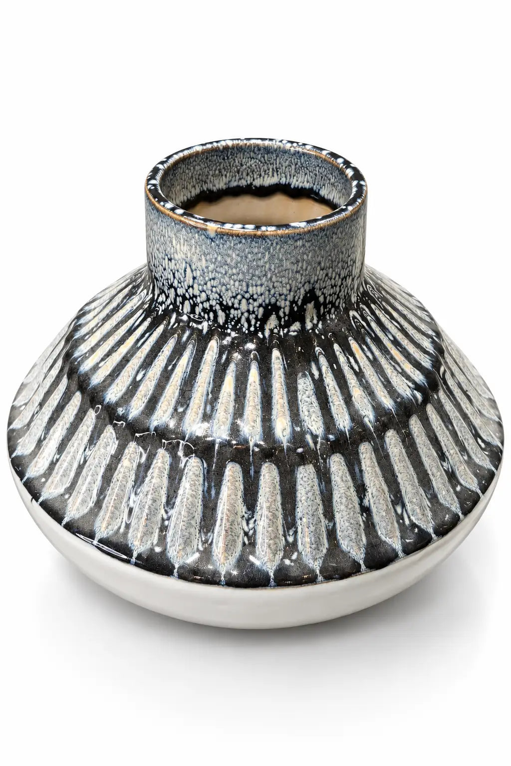 Midnight Cascade Textured Ceramic Vase