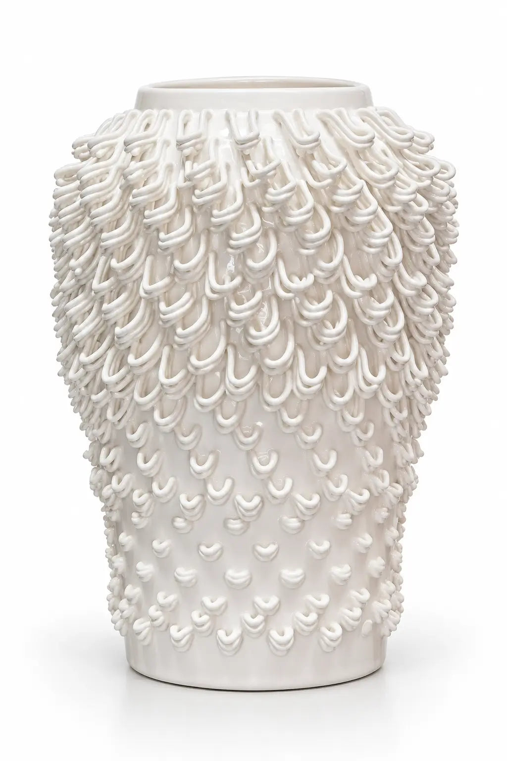 Cascading Petal Textured Ceramic Vase