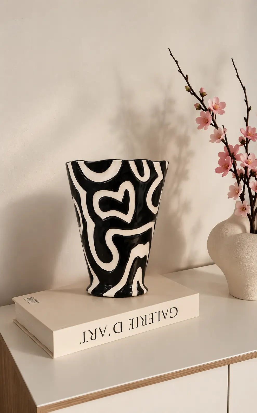 Monochrome Abstract Ceramic Vase