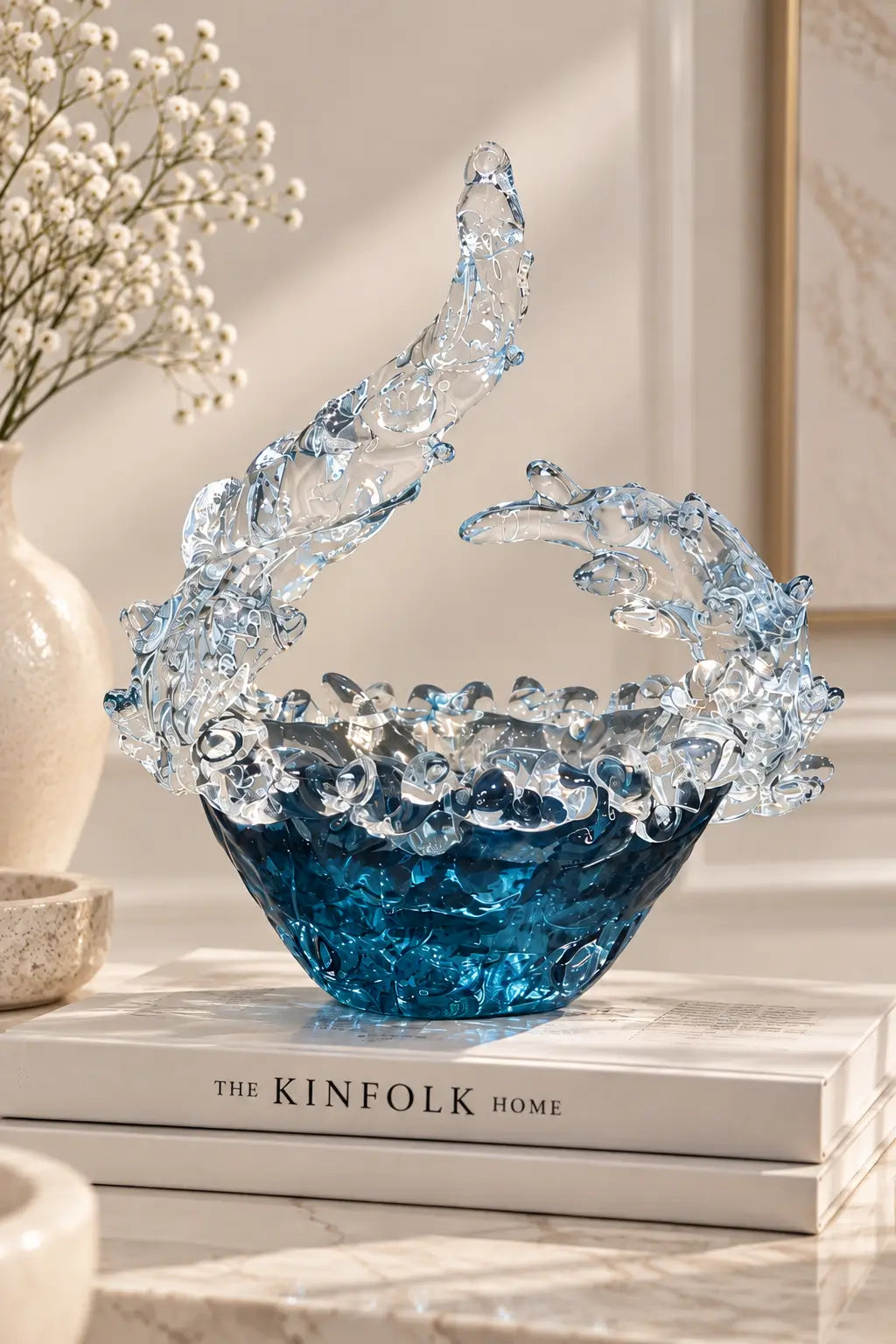 Ocean Crest Crystal Art Bowl
