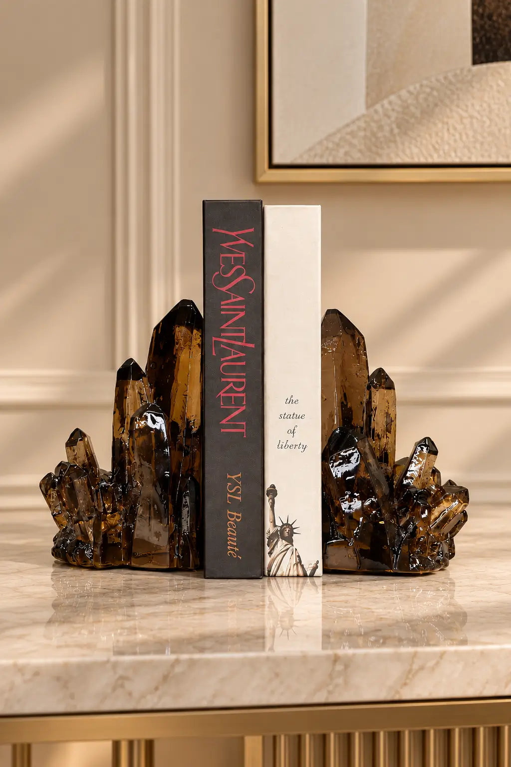 Smoky Quartz Crystal Bookends