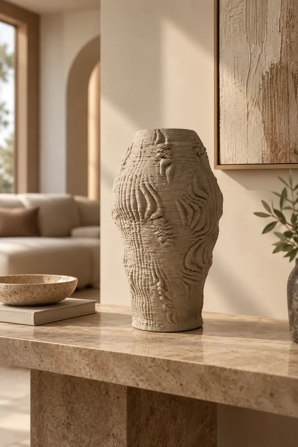 Textured Abstract Face Sculpture