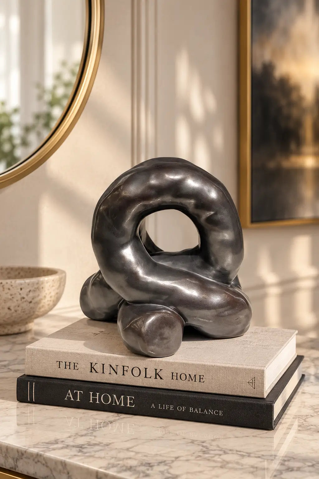 Obsidian Infinity Knot Sculpture