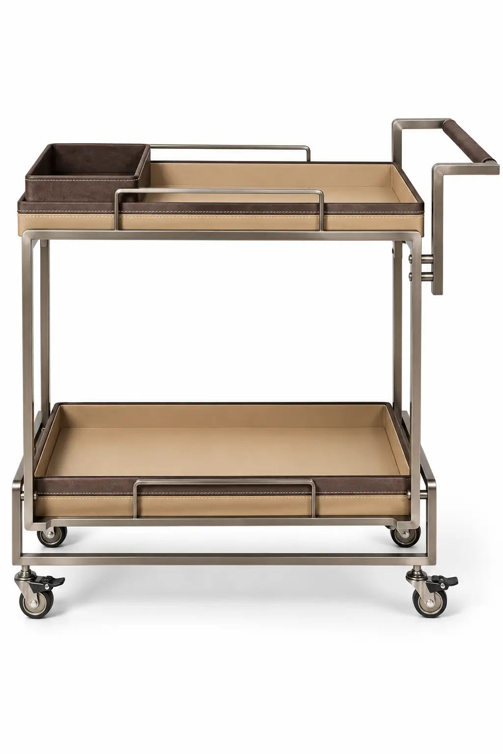 Luxury Leather  Metal Bar Trolley