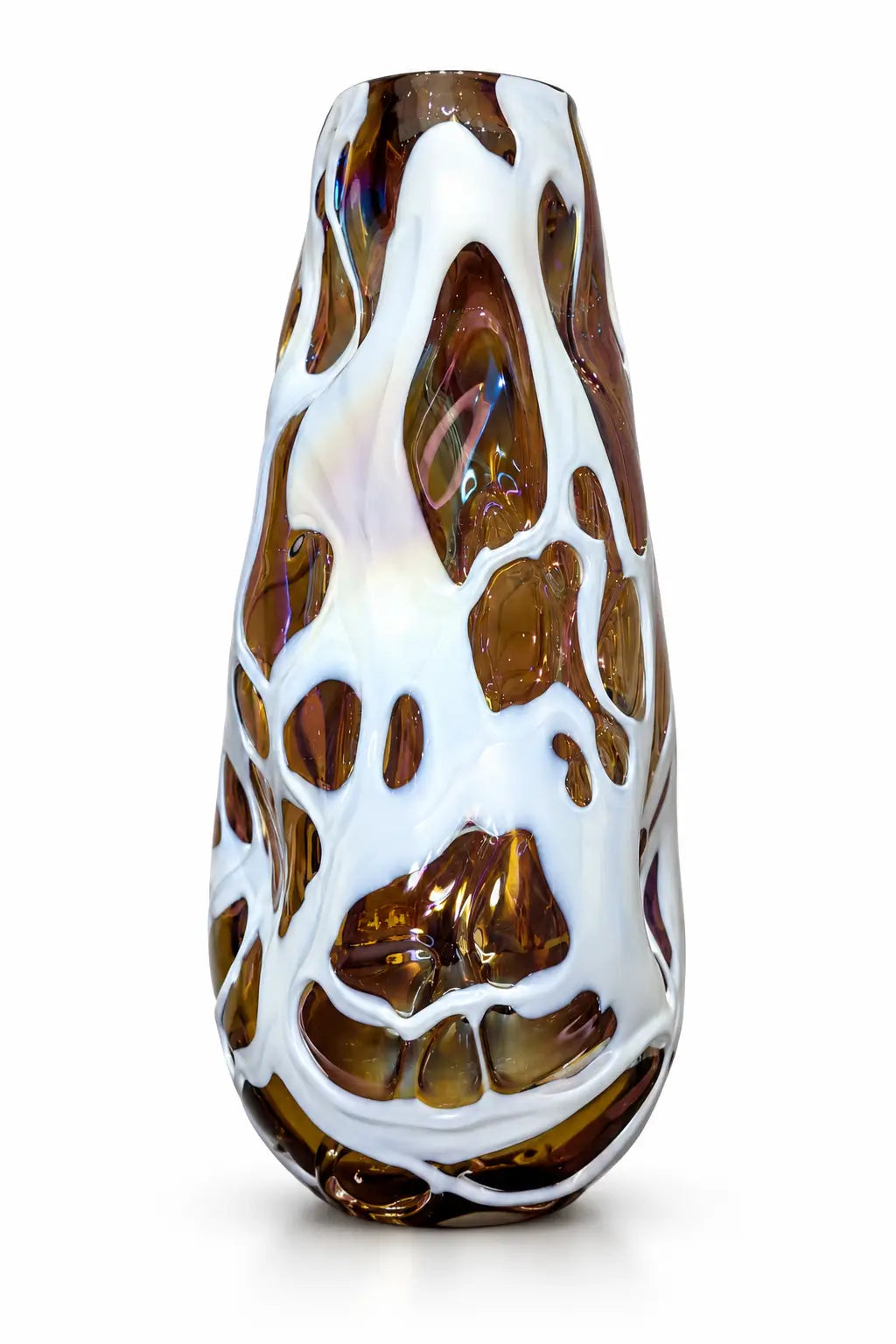Ivory Veil Art Glass Vase