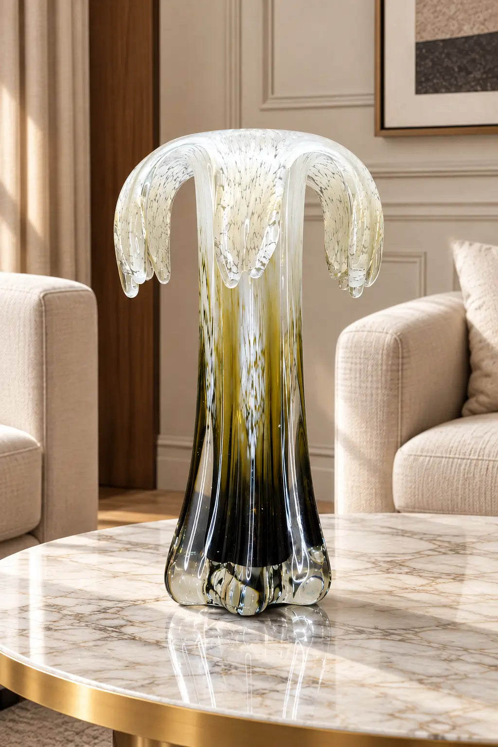 Ethereal Cascade Art Glass Sculpture