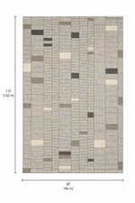 A rectangular area rug shown flat on a white background with dimension labels indicating 11 feet tall by 8 feet wide.