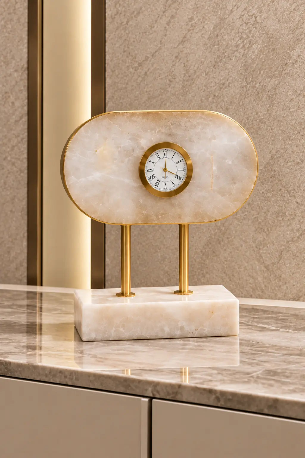 Aurielle Marble Decorative Clock Accent
