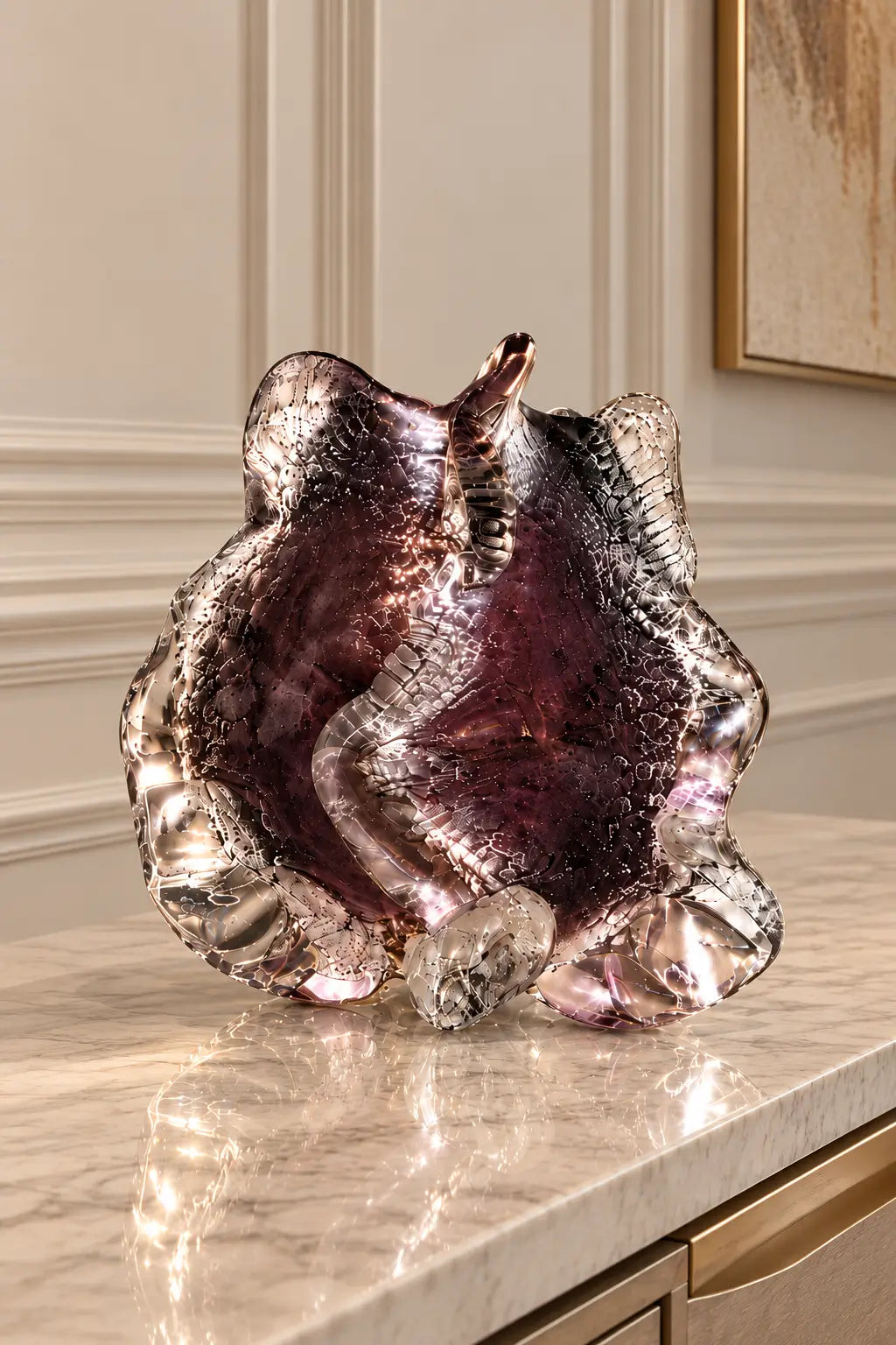 Midnight Bloom Art Glass Vase