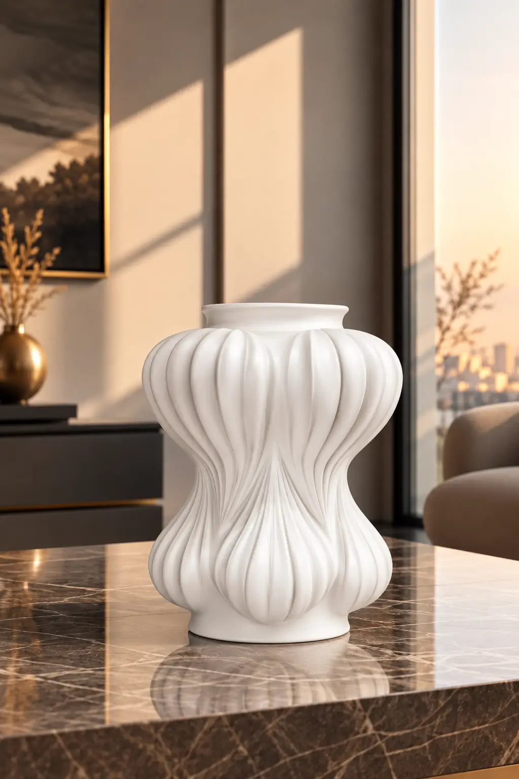 Aurora Pleated Ceramic Vase