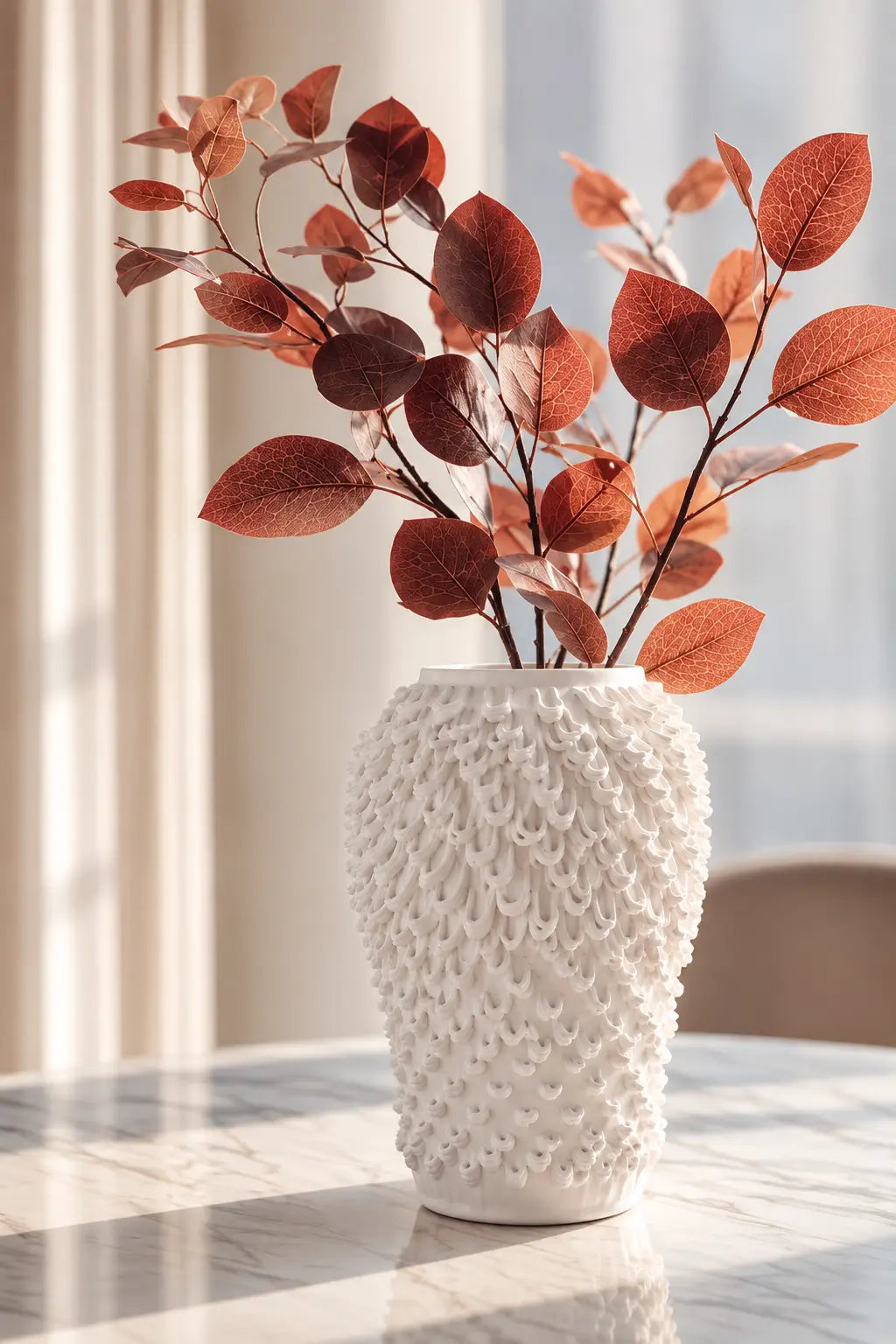 Cascading Petal Textured Ceramic Vase