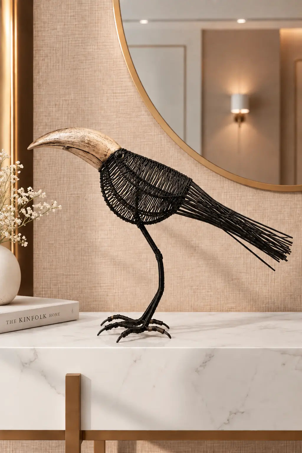 Golden Beak Artisan Bird Sculpture
