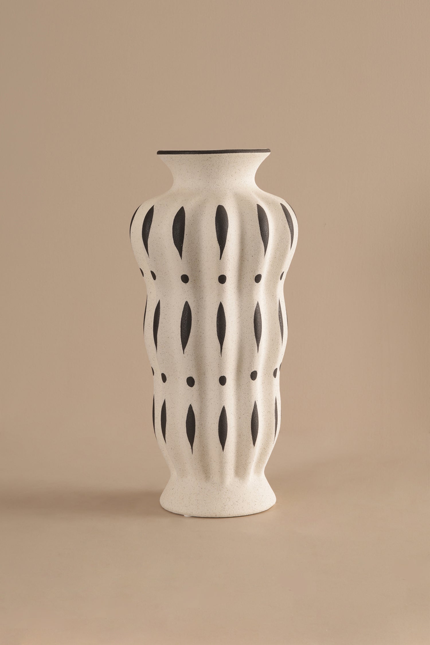 Leafy White Flower Vase - L