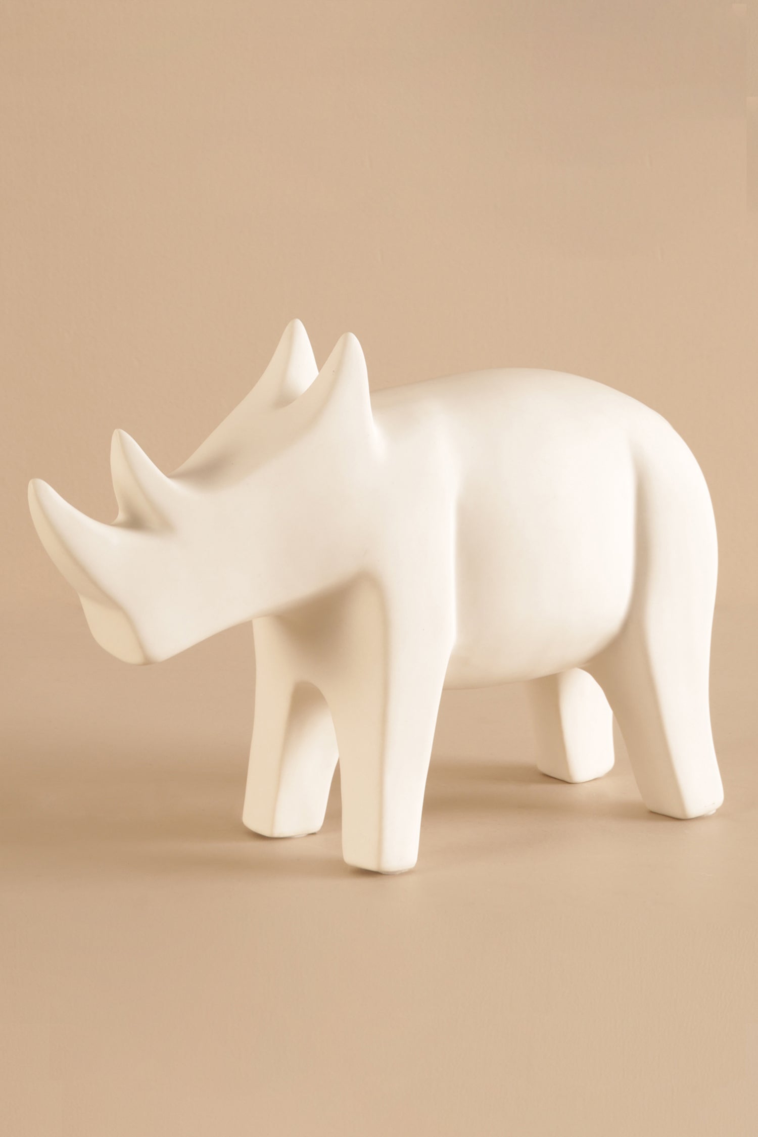 Rhino Form White Animal Sculpture - A