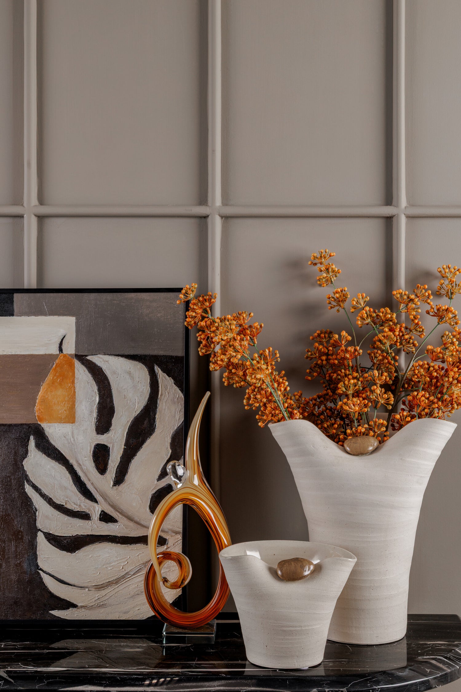 Imitation Pebble White Vase - A