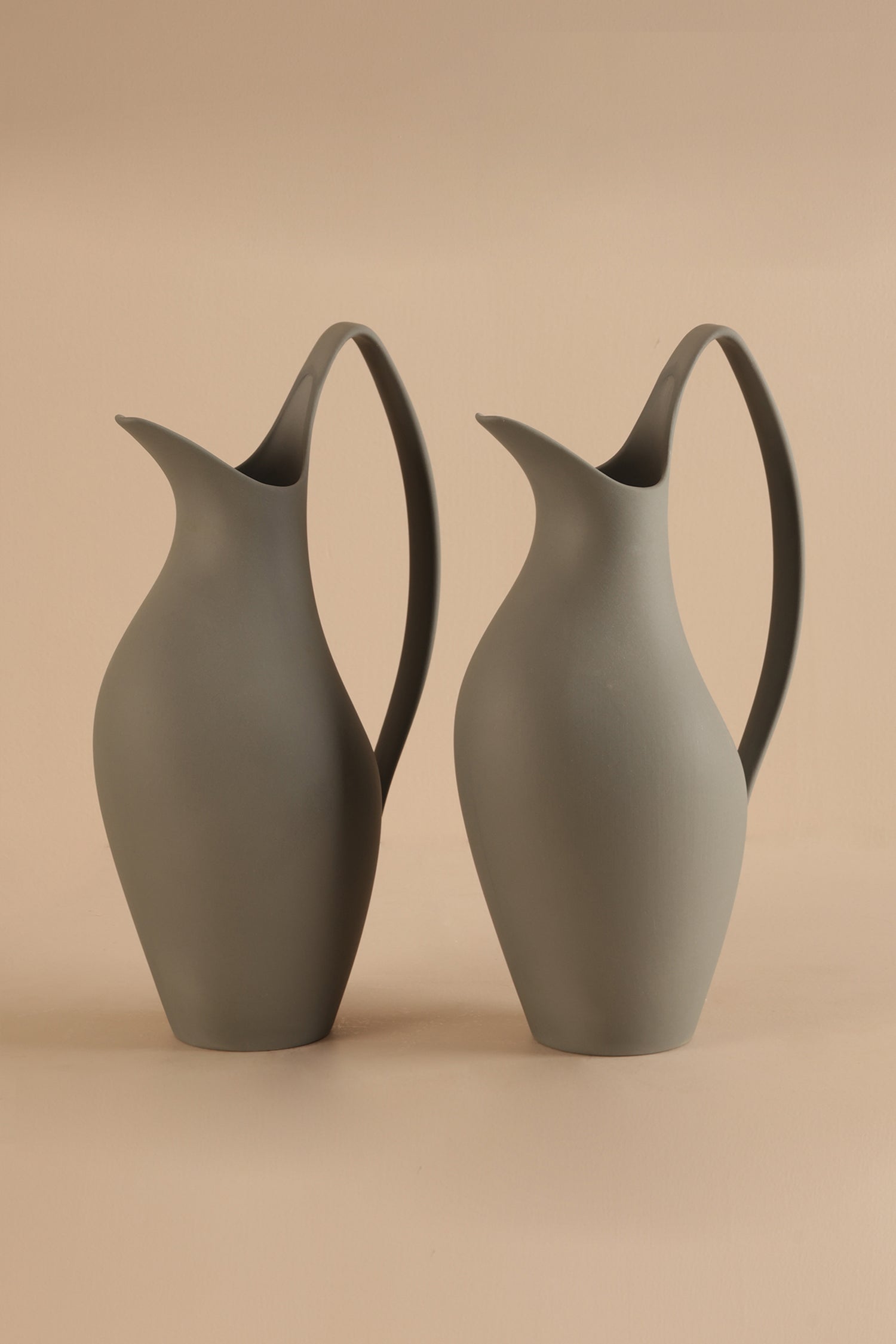 Curve Pour Grey Sculptural Vase - L
