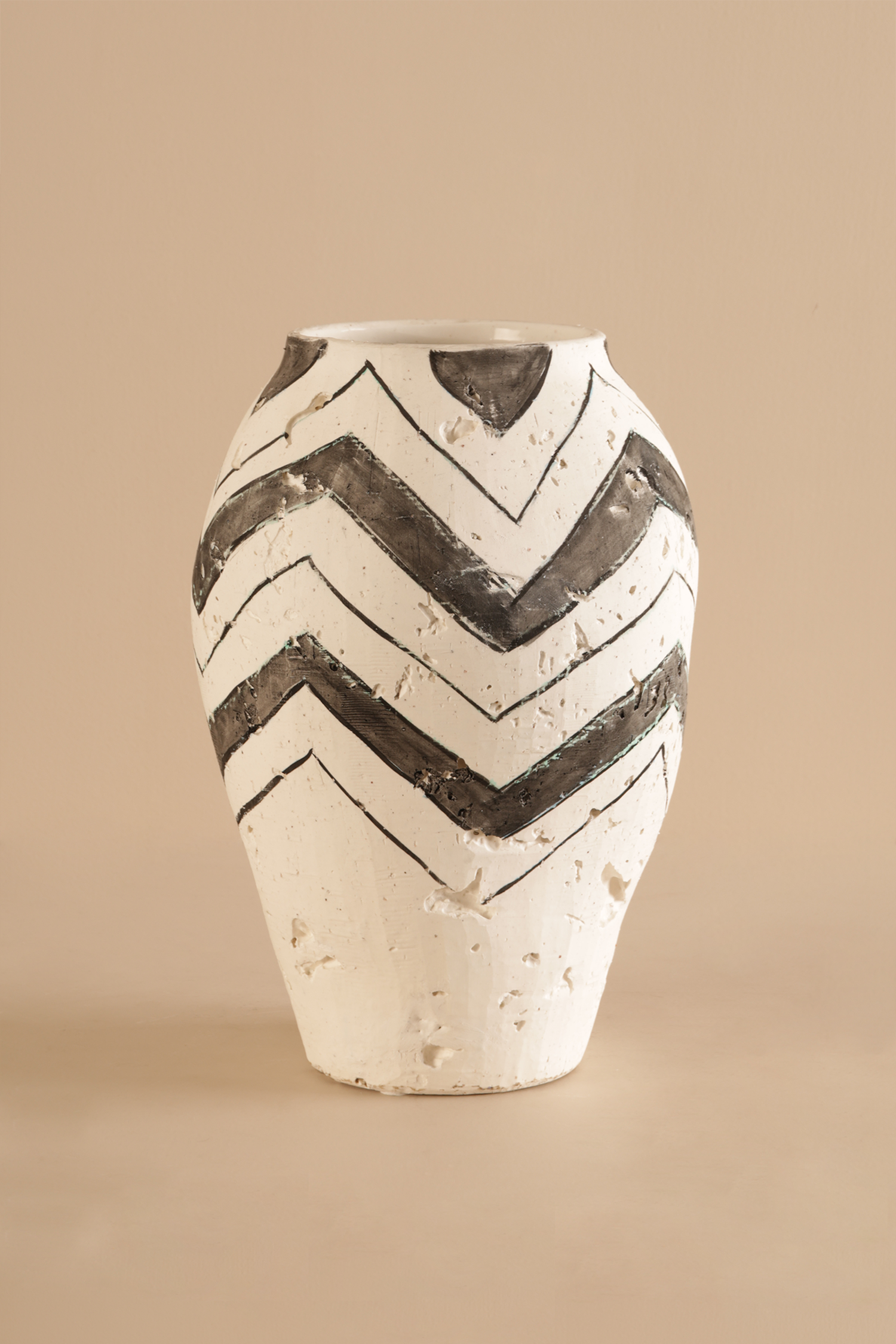 Chevron Rustic Clay Vase - A