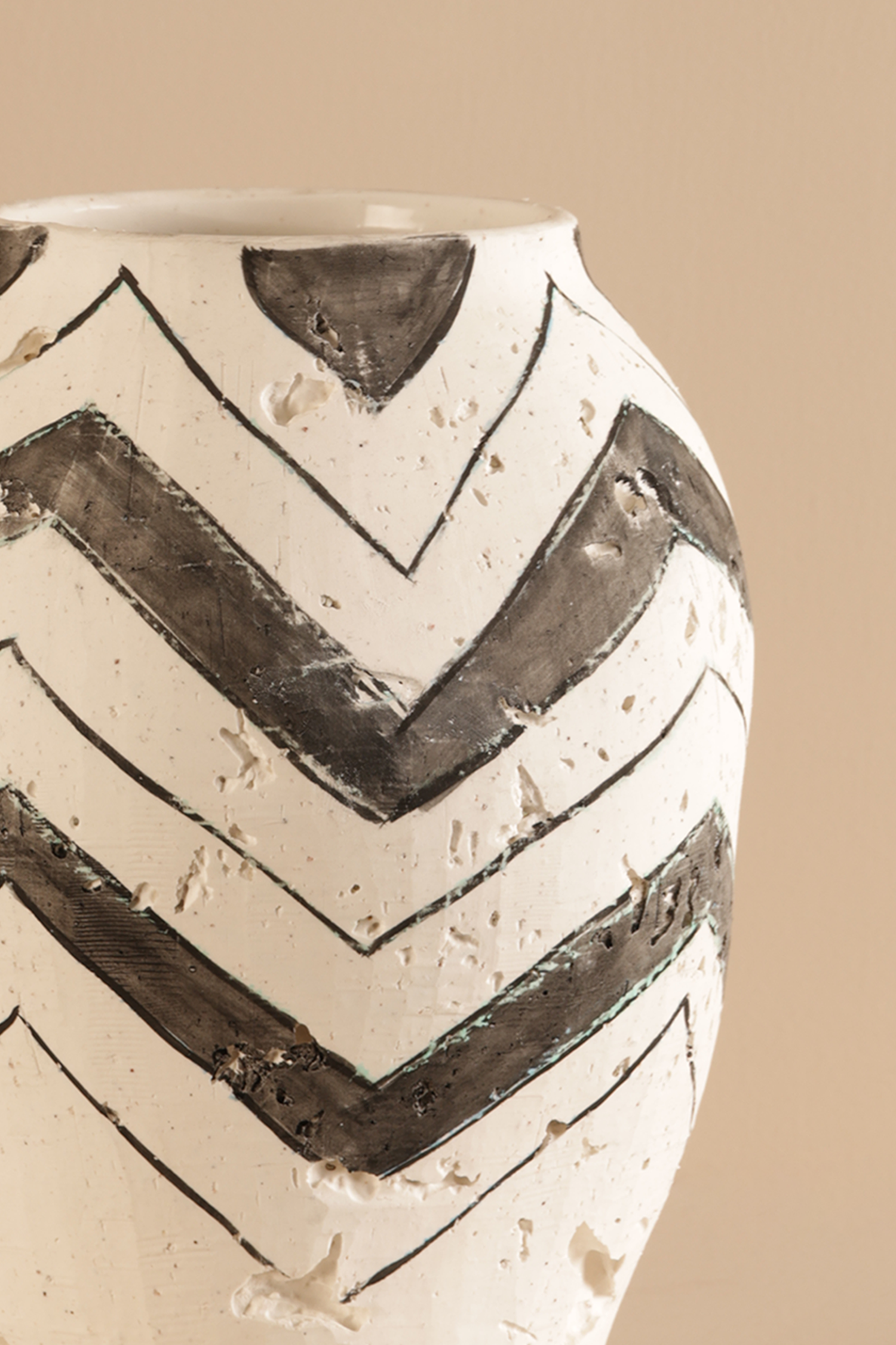 Chevron Rustic Clay Vase - A