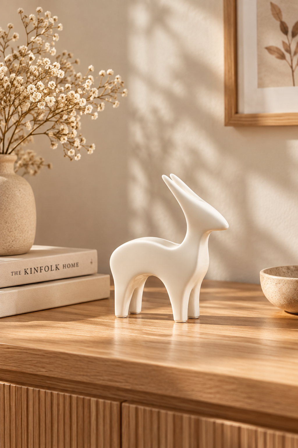 Nordic White Antelope Sculpture