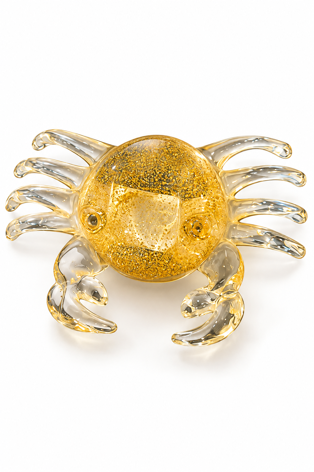 Golden Glass Crab Decorative Sculpture