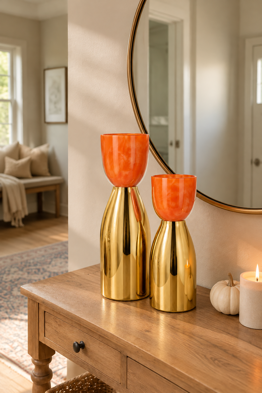 Amber & Gold Decorative Bottle Set