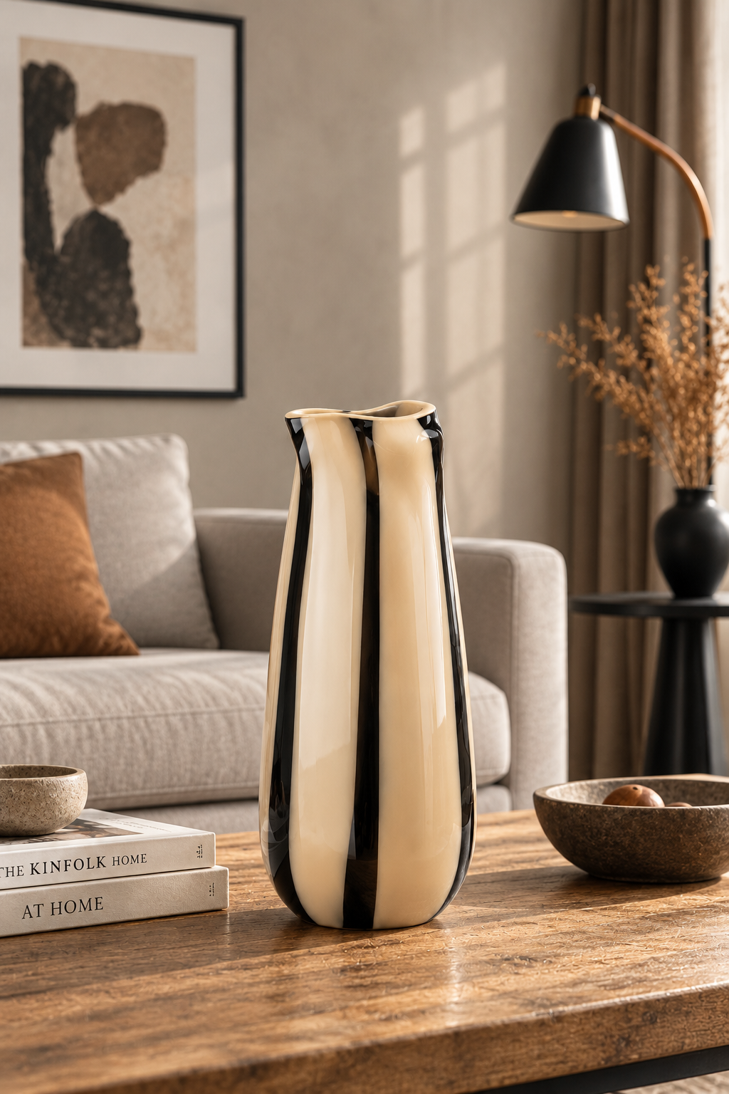Contemporary Striped Ceramic Vase