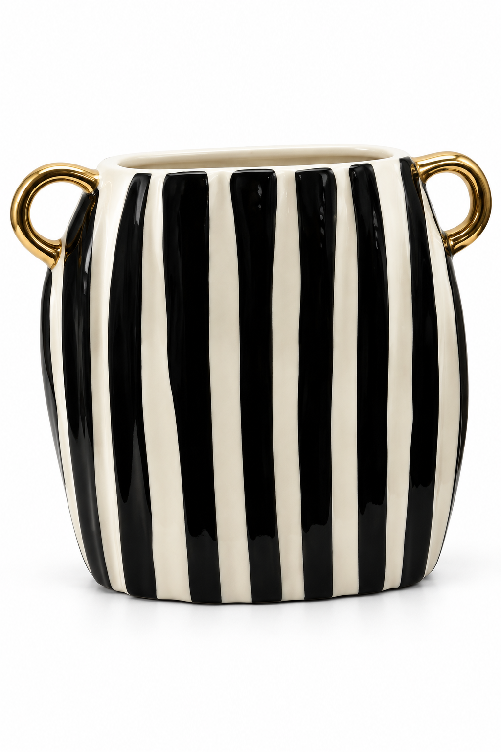 Monochrome Striped Ceramic Decorative Vase