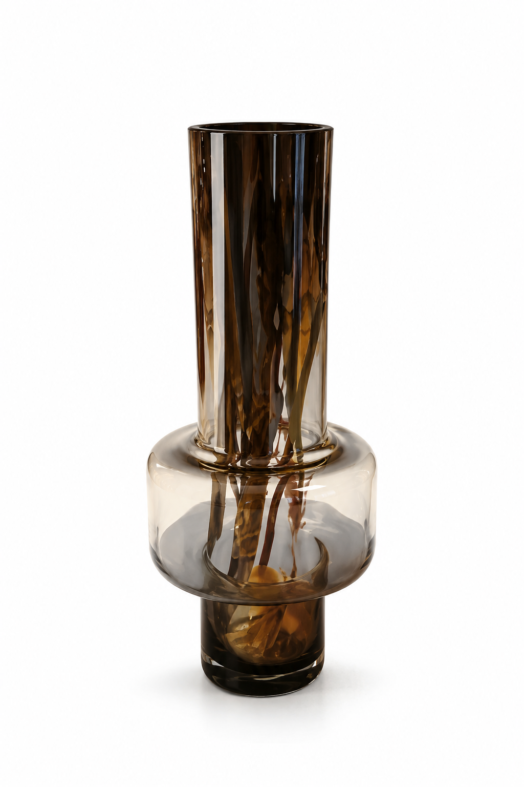 Smoked Glass Sculptural Vase