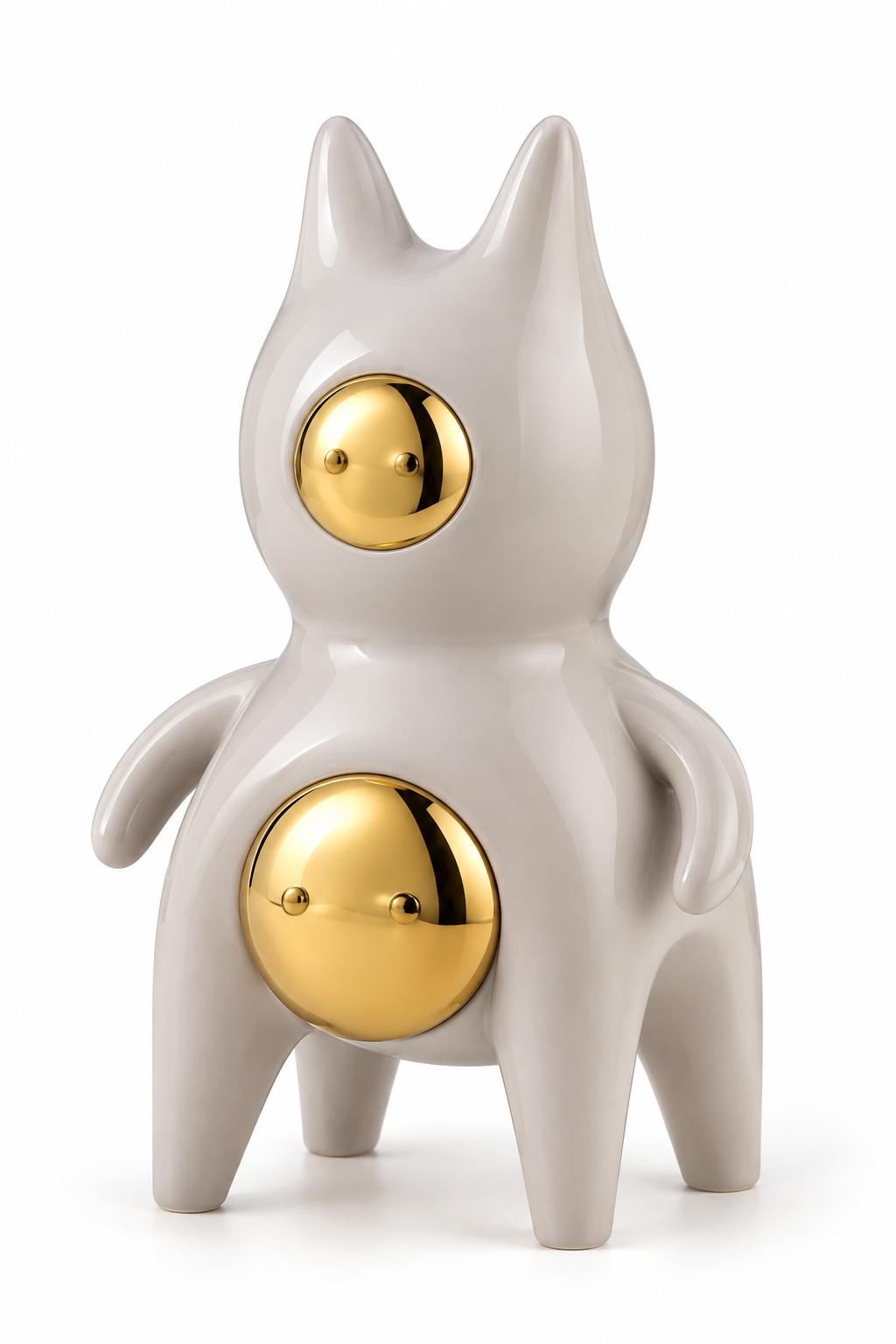 Golden Orb Whimsical Cat Sculpture