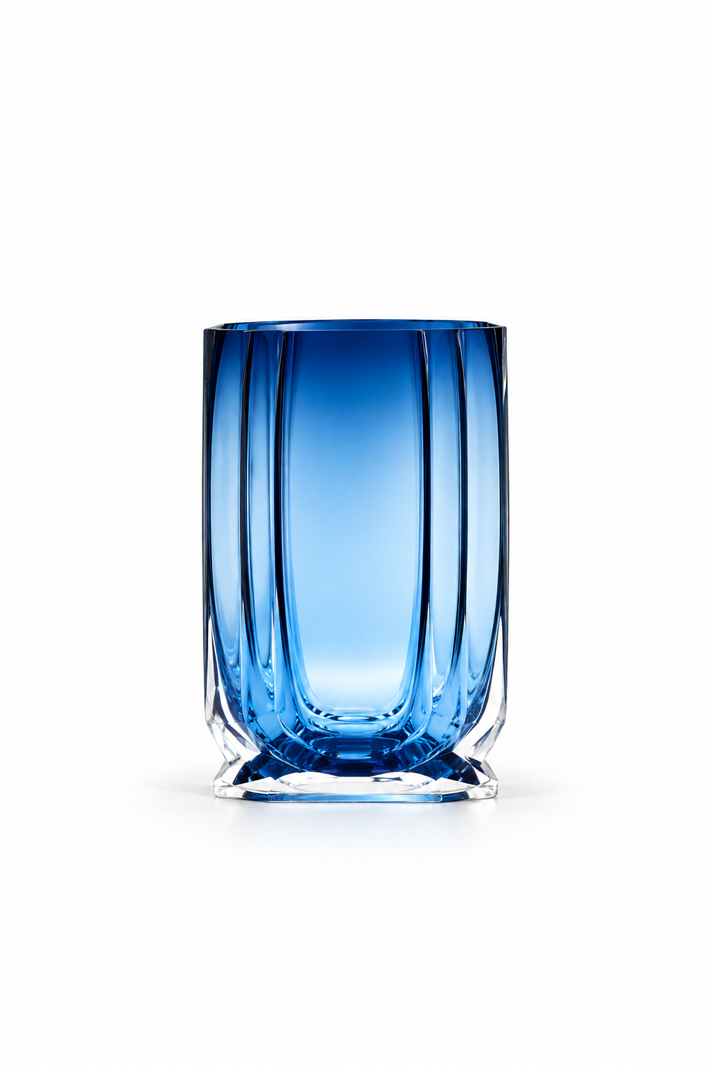 Azure Blue Ribbed Glass Vase