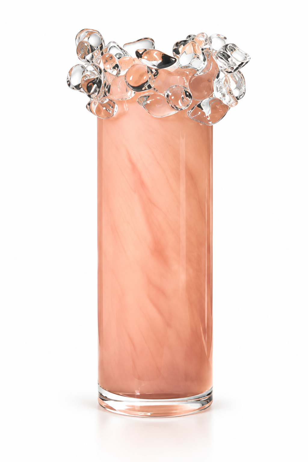 Blush Bubble Rim Glass Vase