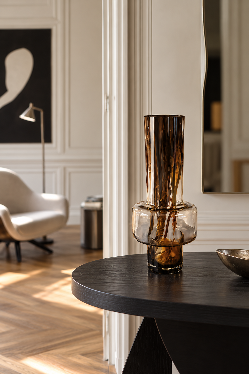 Smoked Glass Sculptural Vase