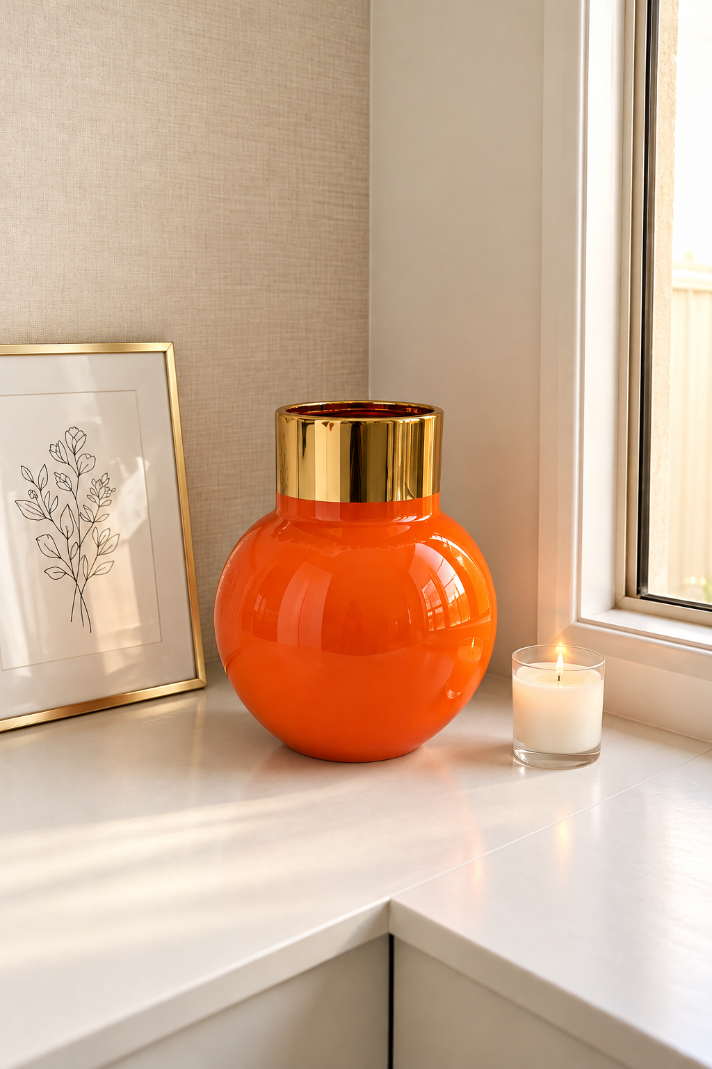 Amber Glow Sculptural Vase