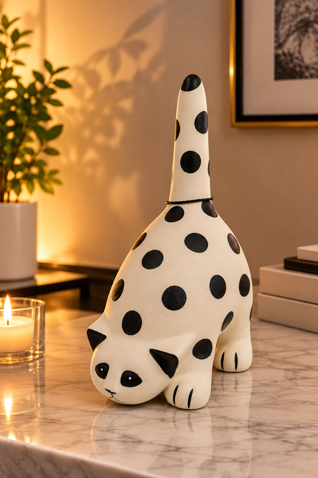 Polka Dot Cat Sculpture-B