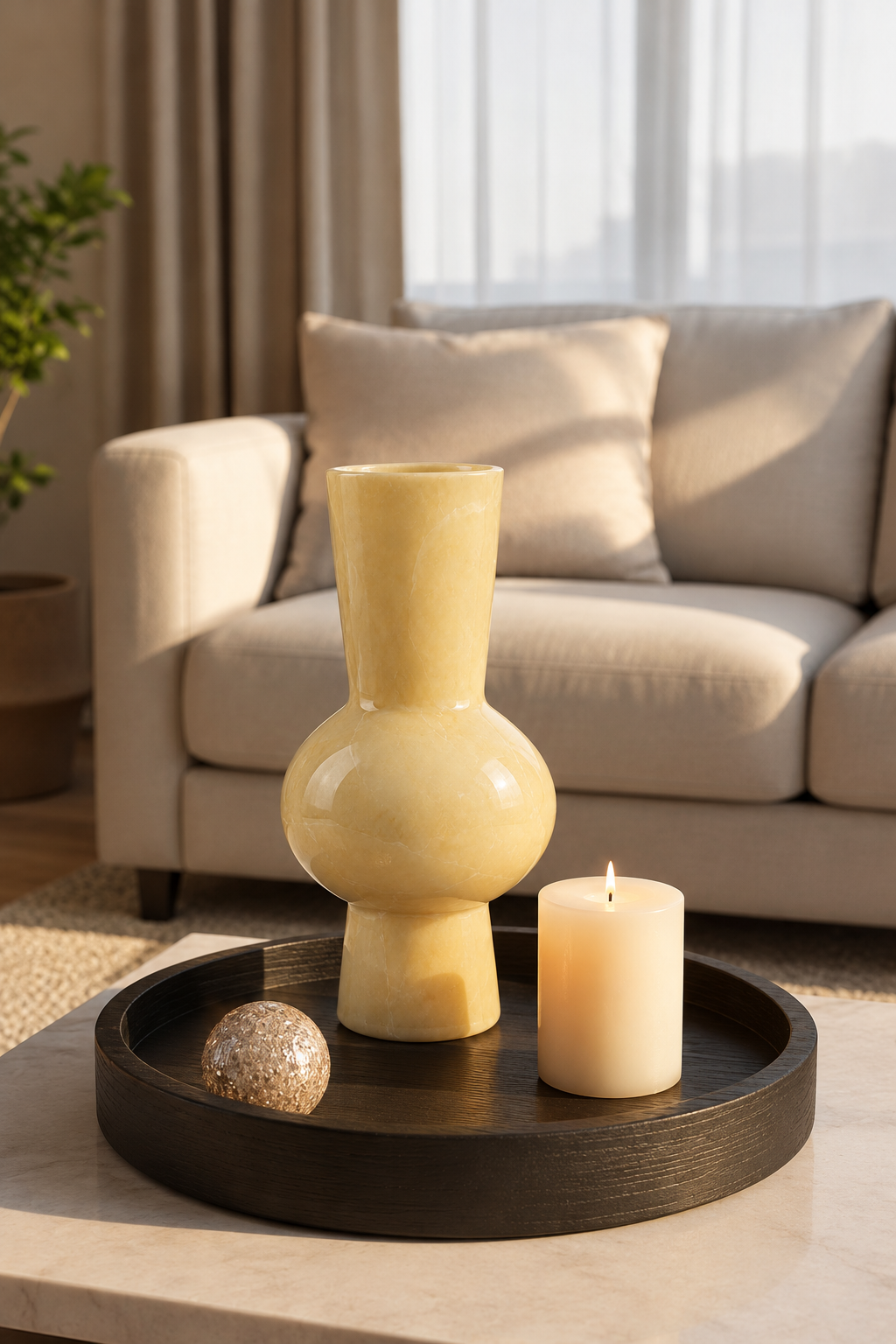 Champagne Gold Sculptural Decorative Vase