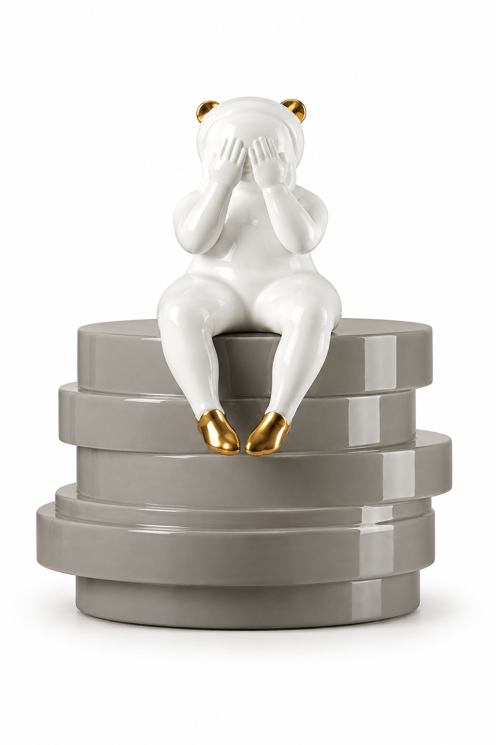 Seated Figure Layered Base Decorative Sculpture