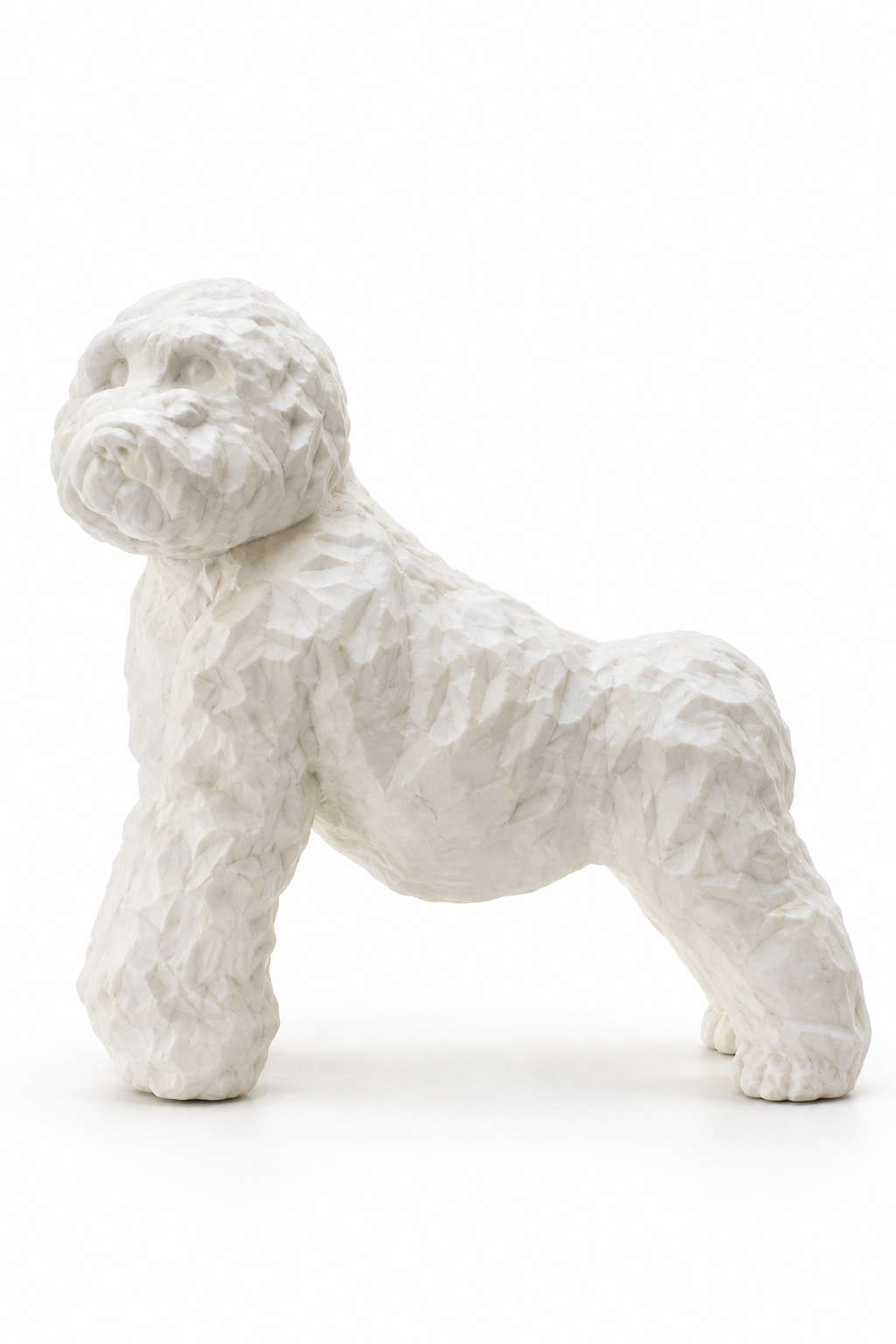 Textured White Poodle Sculpture