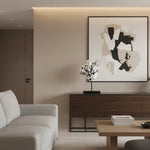 Abstract marble finish torso sculpture on black stand modern home decor